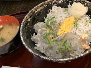 浜与本店の生シラス2食丼（味噌汁付き）